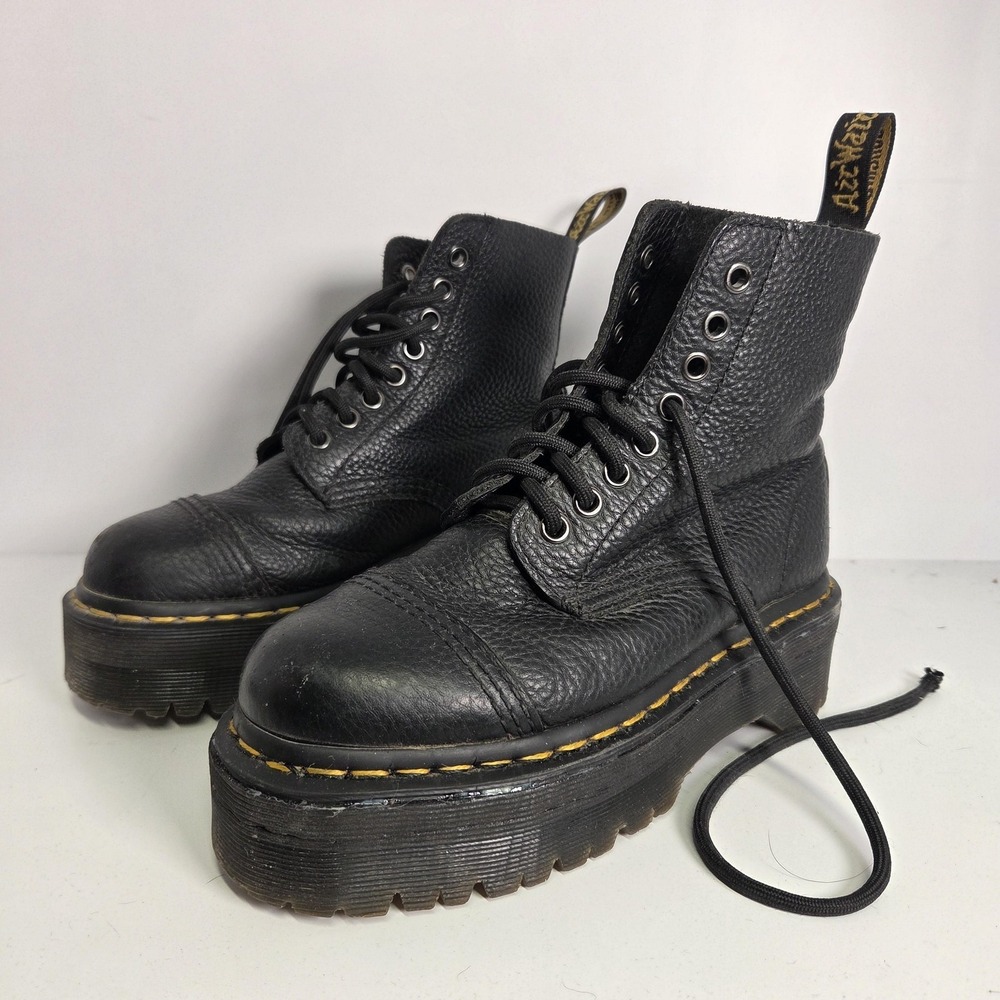 Dr Martens Boots Womens 5 Black Sinclair Leather Platform Combat Ankle Lace Up